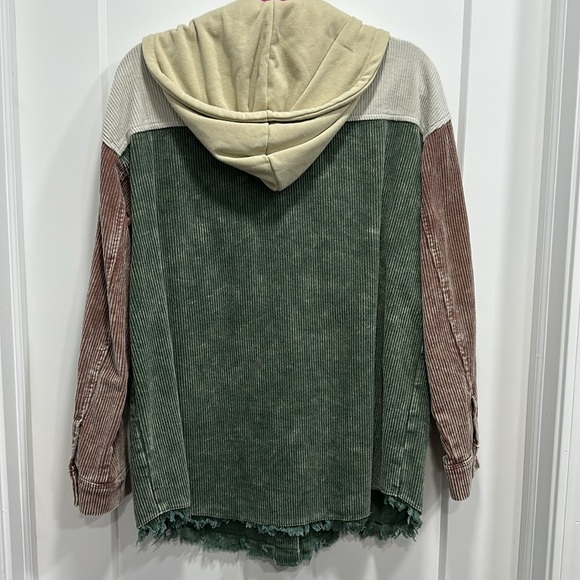 Corduroy Hoodie Shacket Size Large - Picture 2 of 5
